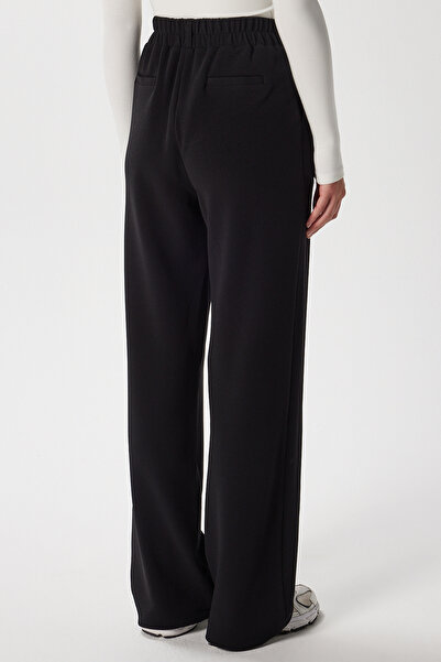 Ritnice Likra Serisi Flex Bel Lastikli Esnek Siyah Palazzo Pantolon