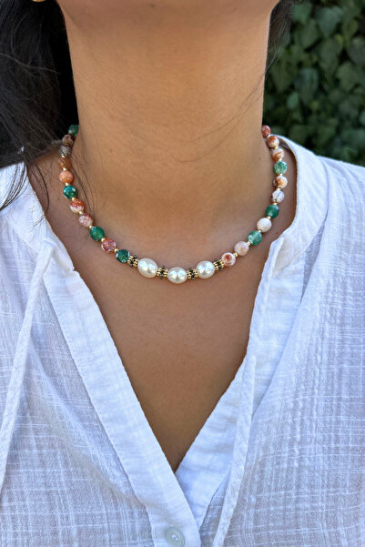 Suerte Accessories El Yapımı Hint Akik Doğal Taş Sakız İnci Uçlu Özel Tasarım...