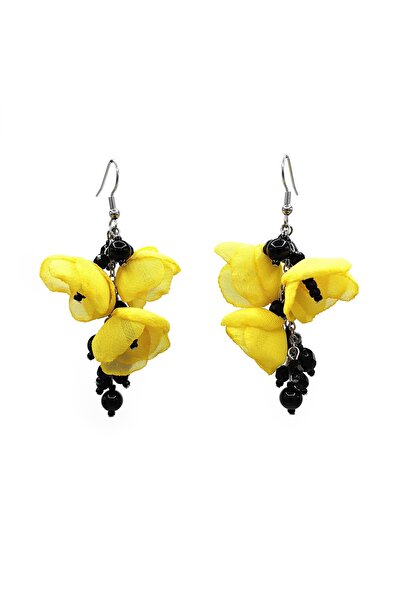 Corizmi Elegant earrings with veil flowers, pearls and crystals, stainless steel, handmade, Sweet Love