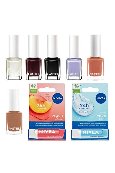 Pastel Oje Kış 6 lı set 402-308-142-07-38-02 + NiveaDudak Bakım Kremi Hydro Care +Şeftali Dudak Bakım Kremi