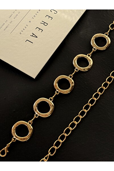 TABA BUTİK حزام سلسلة نسائي قابل للتعديل مع تفاصيل حلقة ذهبية