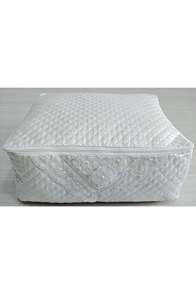 DİLEX İncili Saten Beyaz Yorgan Yastık Kazak Hurcu Kapitoneli Çeyizlik Boçalık Büyük Orta Küçük Boy