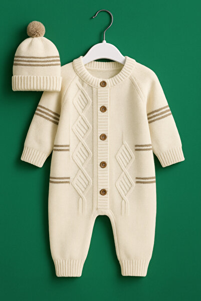 Genel Markalar Şapkalı Bebek Triko Tulum