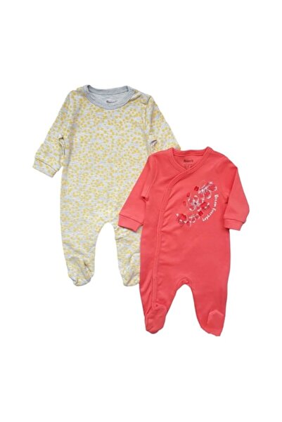 Miniworld Set 2 salopete fetite cu botosei, bumbac, Cute girl, varsta 3-6 luni, 68 cm, Multicolor