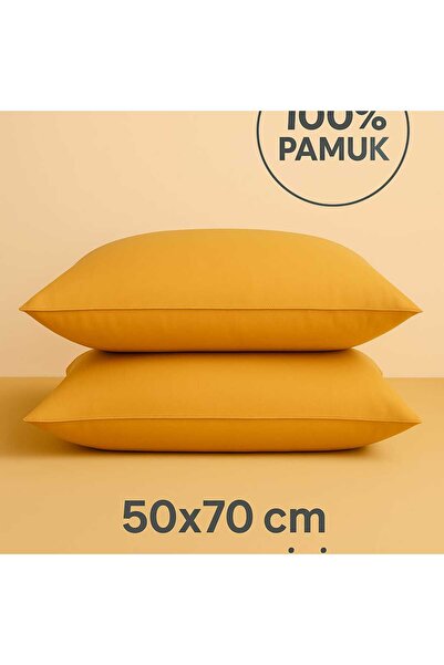 Loova Yastık kılıfı 2 adet düz renk %100 pamuk fermuarlı cotton ovarlak dikişli