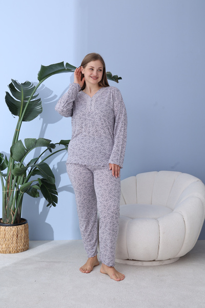 SEBOTEKS 100% Cotton Seasonal Fabric Plus Size Women's Pajama Set 50160