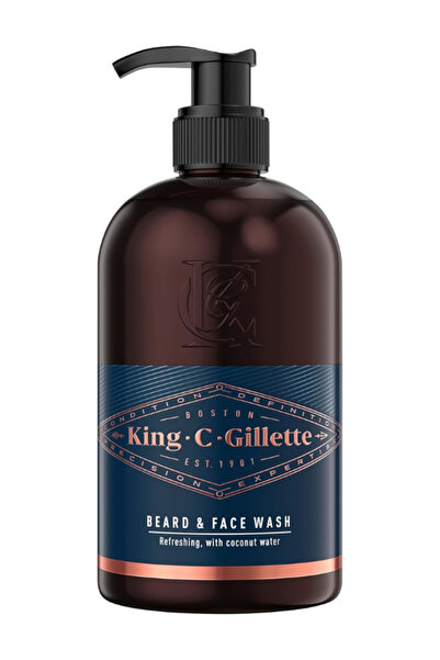 King C. Gillette غسول اللحية والوجه للرجال بماء جوز الهند وزيت الأرغان وزيت الأفوكادو، 350 مل