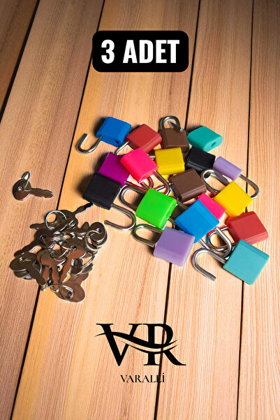 Varalli Renkli Asma Küçük Kilit Karışık Renk 3 Adet
