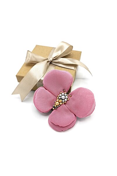 Corizmi Broșă fluture din voal, mijloc cu perle și cristale argintii și aurii, handmade, Fly