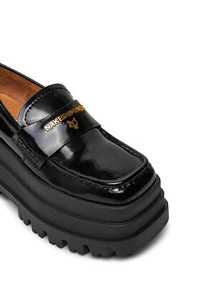 NAKED WOLFE γυναικείο μοκασίνι BOX LEATHER μαύρο