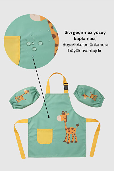 YHH Kids Sıvı Geçirmez Çocuk Aktivite Önlüğü ve Kollukları – 2-10 Yaş, Ayarlanabilir Boyama Önlüğü