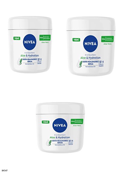 NIVEA 84547 كريم العناية باليدين والجسم بالصبار 3 قطع