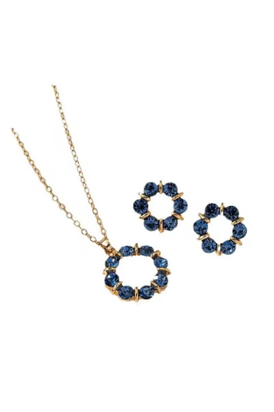 ZETCONCEPT طقم مجوهرات بتصميم كريستالي جذاب من زيت ستايل – قلادة وأقراط