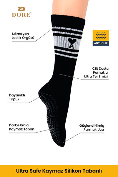 Dore Orijinal Kadın Yeni Sezon Yoga Sports Trend Model Pilates ve Yoga Kaydırmaz Tabanlı Çorap 1 Çift