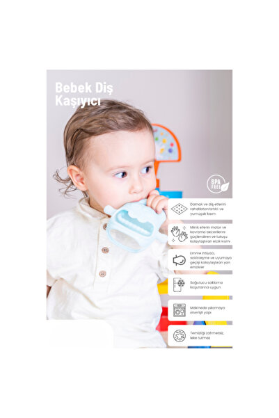 BYKOPUZ Blue Baby Silicone Teether