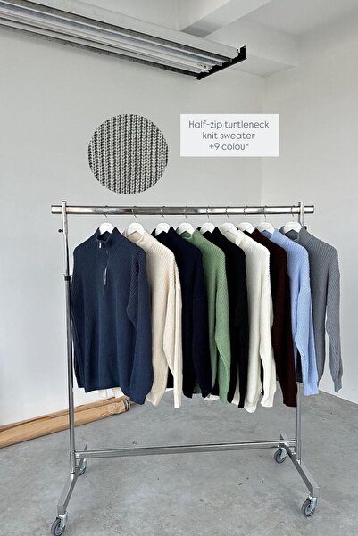 HAFKAGİYİM Brown Half-Zip High Neck Knit Sweater