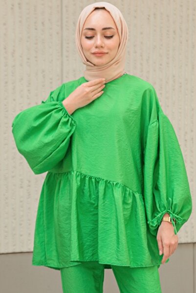 Kombinazon Sumya Balloon Sleeve Double Green Set