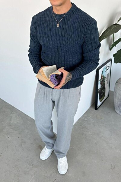 HAFKAGİYİM Індиго Велосипедний комір Oversize В'язаний светр