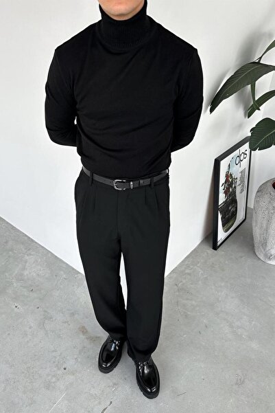 HAFKAGİYİM Black Relaxed Knitwear High Neck Sweater