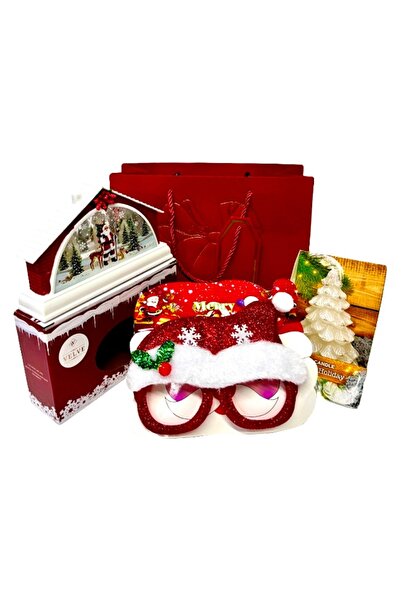 velve Pachet Secret Santa,decoratiune tip casuta cu Mos Craciun,ochelari tema...