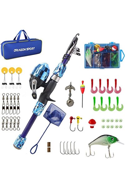 Generic صندوق أدوات صيد السمك للأطفال من Dragon Sport Spincast Youth - مع شبك...