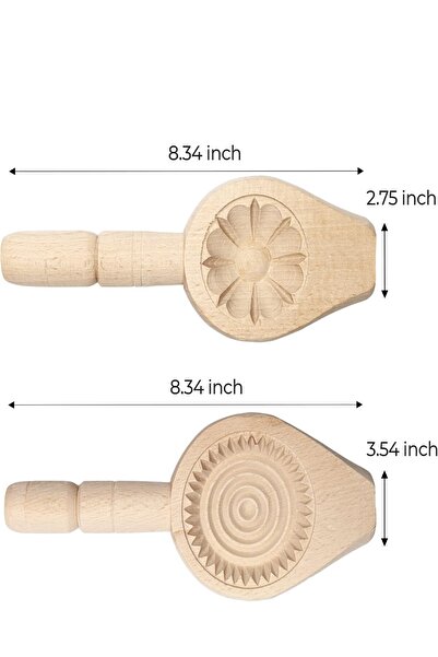 Bundera 4-Piece Wooden Cookie Mold for Baking, Carving Mold, Kerebiç Pastry Mold, Models According to Stock