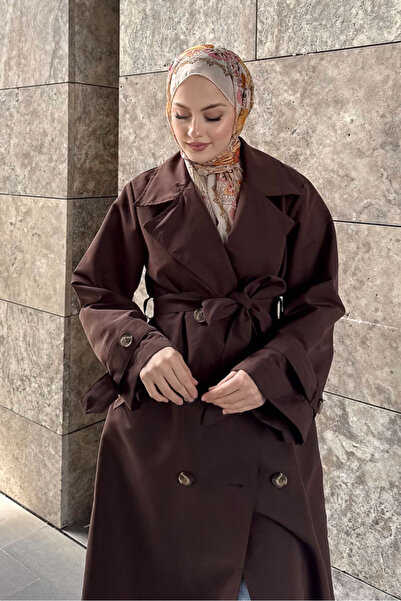 Ovn. Arka Pile Detaylı Trençkot - Kahverengi