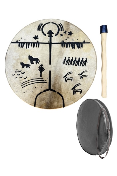 bademüzik El Yapımı Şaman Davulu – Özel Desenli & Kılıf ve Tokmak Dahil