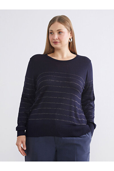 LC Waikiki Блестящи селекции от Shining Store | Дамски пуловер с райета и велосипедна деколте