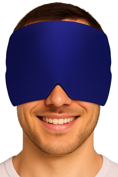SEVENHİLLS Gel Filled Migraine and Headache Relief Headgear Eye Mask, Cold Compress Headache Bandage Blue