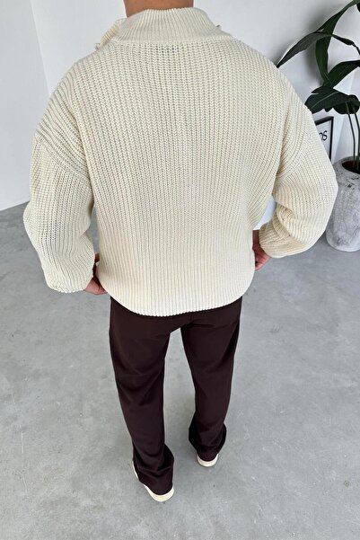 HAFKAGİYİM Крем'овий светр з напівзастібкою та коміром