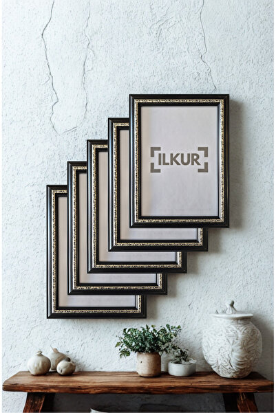 ilkur A4 Size (21X30) cm Classic Cut Classic Motif Matte Glass Frame Five Pieces