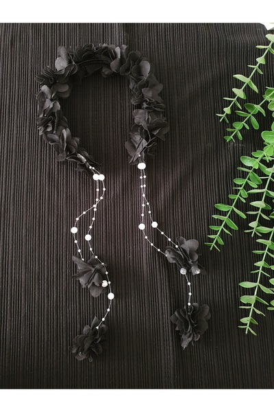 Fiyonks Atölye تاج مزين بالزهور واللؤلؤ، تاج الحناء، تاج الأمومة، تاج للمناسب...