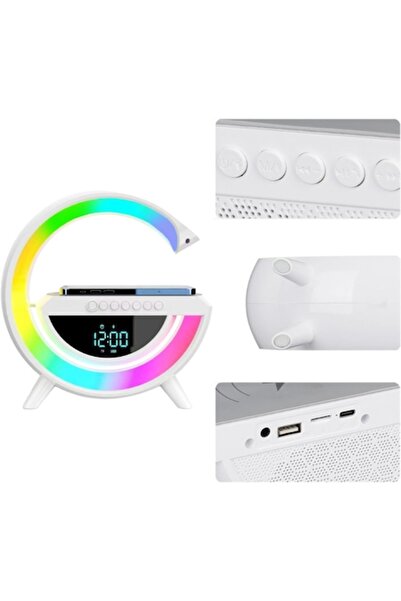 OEM Multifunctional Wireless Speaker 4-in-1, RGB LED Smart Lamp, Clock, Bluetooth Speaker, Wireless Char