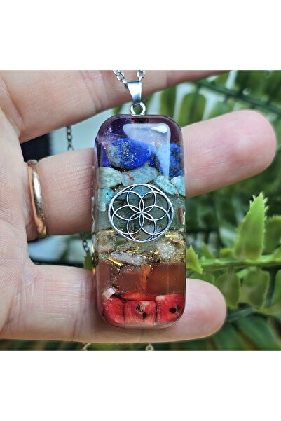 Singincraft 7 Çakra - Yedi Çakra - Torus Orgonit Çelik Zincir Kolye (El Yapımı Tasarım Ürünler)