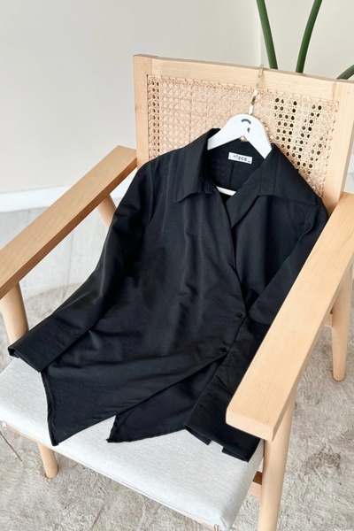 Kombinazon Loram Side Tie Black Blouse