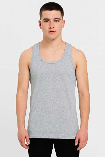 Sedef Yıldızı Gray Strappy Men's Undershirt Cotton