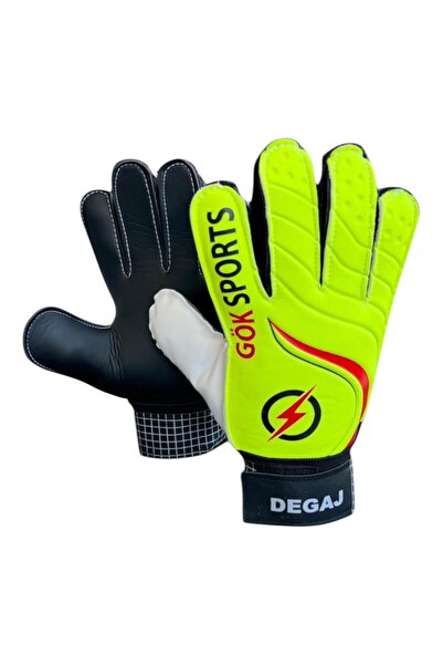 Gök Sports Degaj Kids Goalkeeper Gloves with Wrist Bandage Black Football Socks Goalkeeper Gloves 5-6-7 cm Palm