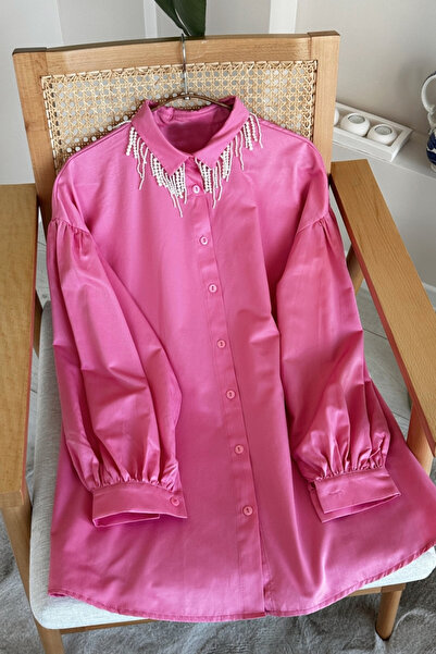 Kombinazon Tunica roz cu guler de perle