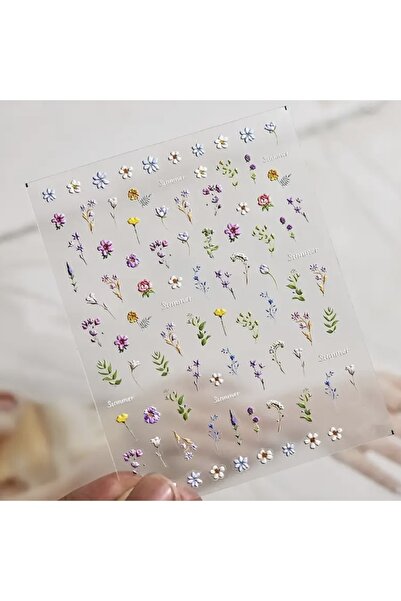 AEÇTASARIM 1 Adet Summer Yaban Otları Tırnak Süsleme Stickerı, Nail Art Süsle...