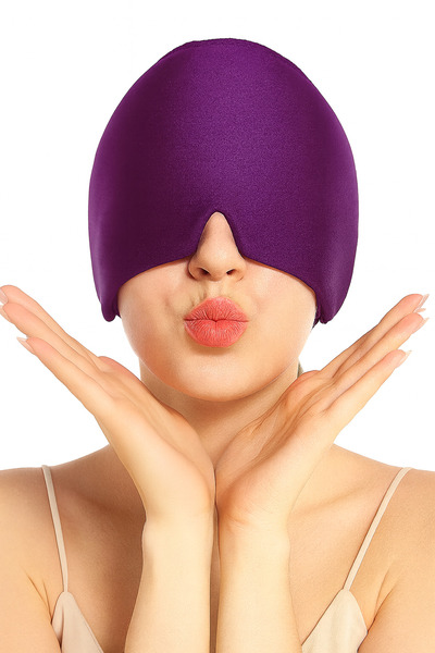 SEVENHİLLS Gel Filled Migraine and Headache Relief Headgear Eye Mask, Cold Compress Headache Bandage Purple