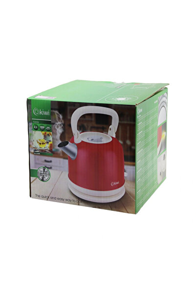 ALFA AKSESUAR 03 Kiwi Kk-3340R Red Nostalgia Teapot Model Steel Kettle Water Heater 2.2Lt 1800W Stainless Steel Body