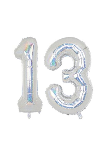 OEM Set of 2 foil number balloons, ESB, holographic, 13th anniversary, 100 cm
