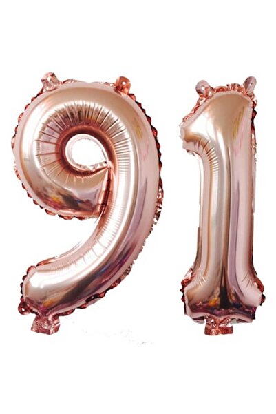 OEM Set 2 baloane folie, ESB, Roz Gold, aniversare 91 ani, 100 cm