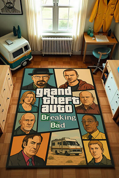 FG Store Breaking Bad Temalı Dijital Baskılı Makinede Yıkanabilir Kaymaz Leke...