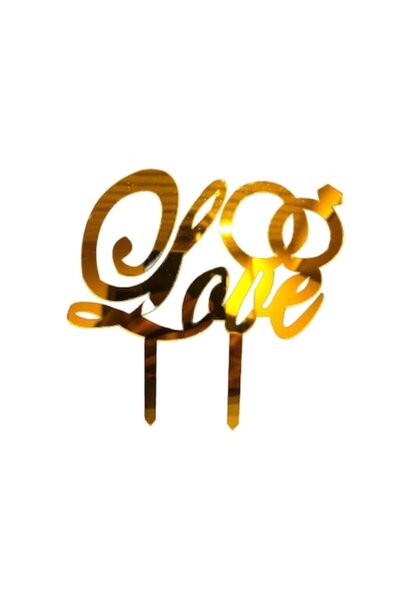 OEM Decor tort Love, model inel, pentru nuntă, auriu, 14cm