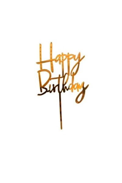 OEM Κουρτίνες για τούρτα Μοντέλο Happy birthday, Χρυσό, 13x15cm