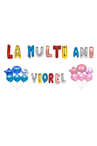OEM Set Baloane La multi ani Viorel, Cake topper, Multicolor, 35Buc