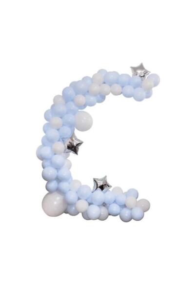 OEM Set 123 Baloane ESB pentru Decorarea Arcului, Alb, Macaron Albastru și Stele