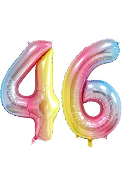 OEM Set of 2 foil number balloons, ESB, rainbow, 46th anniversary, 105 cm